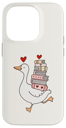 Silly Goose Loves Books Funny Duck Reading ���w �X�}�z�P�[�X iPhone 14 Pro �p