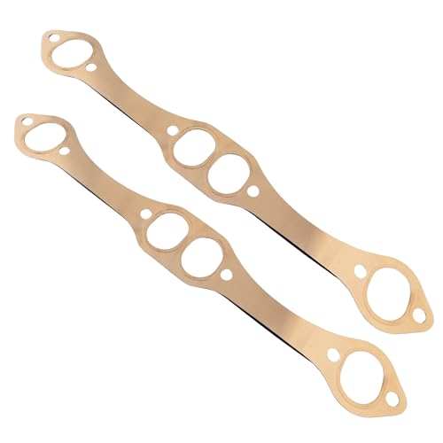 Image of 2PCS for sbc Header gaskets Compatible with Chevy SB 327 305 350 383 Header Collector Gasket,SB Block Hugger Headers Gaskets