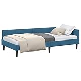 vidaXL Estructura de cama en esquina Azul 100 cm x 200 cm Terciopelo, Muebles Urbanos que Ahorran Espacio