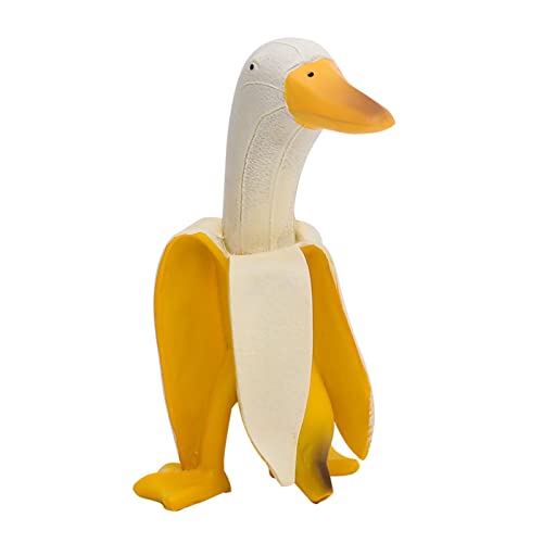 Tuzsocr Estatua de pato de plátano Lindo plátano pato resina decoración creativa pelada plátano pato estatua plátano animal escultura para jardín mesa decoración patio (plátano pato amarillo)