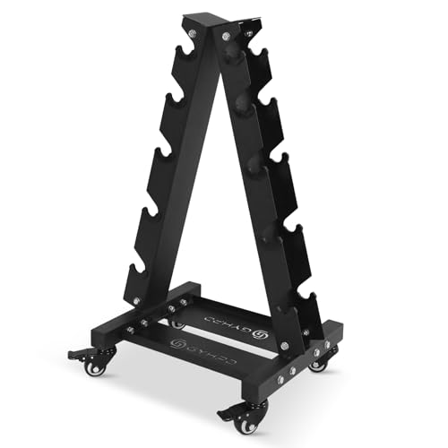 A-Frame Dumbbell Rack Stand, GYHPD 700LBS Weight Capacity Dumbbell Weight Rack with Optional Tray and Wheel, 5 Tier Weight Storage Organizer Rack for Dumbbell Set, for Home Gym Workout Station