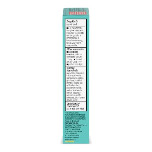 Amazon Basics Coated Nicotine Gum, 2 mg, Ice Mint Flavor, Stop Smoking Aid, 20 Count (Previously Amazon Basic Care) - image 9