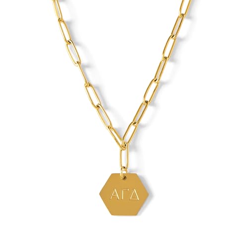 Sorority Shop Alpha Gamma Delta Paperclip Necklace AGD 18K Gold Plated Sorority Gifts Necklace Long-Lasting Alpha Gamma Delta Gifts for Women