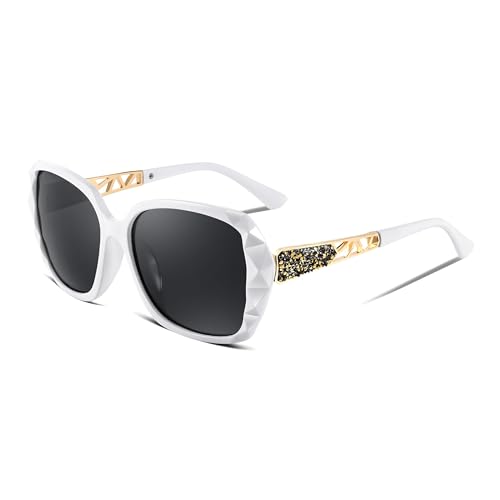 Image of FEISEDY Oversized Sunglasses for Women Square Polarized Sparkling Frame B2289