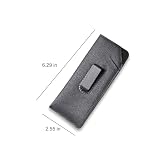 KGCGJVB 2 Packs Glasses Case with Clip Soft Black Leather Eyeglass Pouch with Plastic Flex Slide-In Pocket Belt Clip Holder for Eyeglasses and Sunglasses Eye Protectors Cases for Men Use