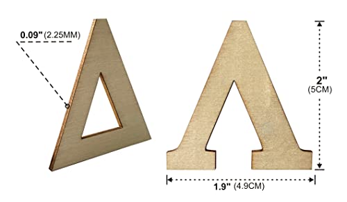 2 Inch 120 Pieces Wooden Greek Letters Bold Font Unfinished Wood Greek Alphabets with Rustic Tray for Large Paddles Embellishment/Sorority/Fraternity/DIY Project/Learning/Wall Decor