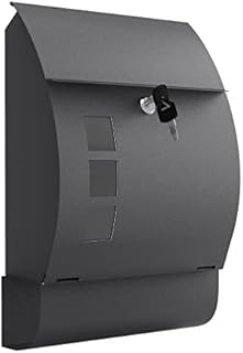 RPNB Wall-Mounted Letterbox, Lockable Weatherproof Post Box, Outdoor Mailbox with Newspaper Slot, Viewing Windows and Keys, Easy to Install