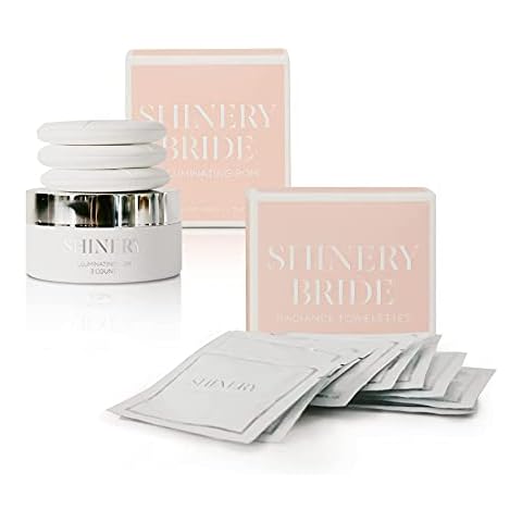 Shinery Bridal Radiance Towelettes (1 Pack of 10) + Shinery Bridal Illuminating Pom (1 Pack of 3) Cover