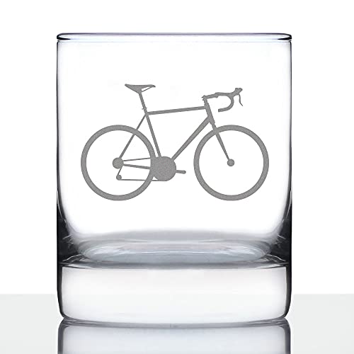 Bicycle - Whiskey Rocks Glass - Unique Road Biking Themed Decor and Gifts for Cyclists - 10.25 Oz Glasses