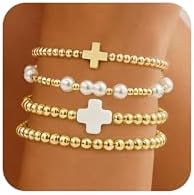 Beaded Bracelets Gift Set for Women, 14K Gold Plated Layered Stackable Adjustable Bracelets Jewelry Gift Sets Stocking Stuffers