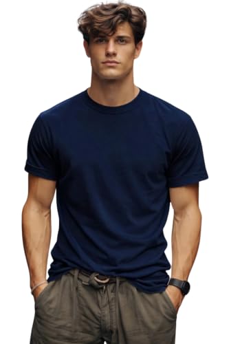 Image of INKKR Men's Solid Round Neck Half Sleeve Classic Cotton Bio-wash T-Shirt | Crew Neck Cotton Tshirt for Men
