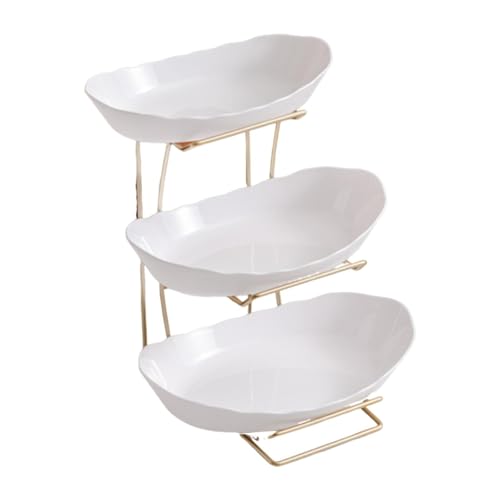 Yqqhrbm キッチンカウンター用フルーツボウル、金属製ラック付きのサービングボウル、パーティー用のティアードバスケット, 3段ゴールドシェルフ