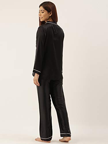 Image of STORIES OF BANNO'S SWAGGER Women Satin Solid Night Suit Set | Premium Soft Satin Nightwear Pajama Set | Stylish Comfortable Sleepwear for Ladies | Elegant Lounge Wear Night Dress
