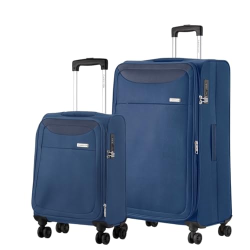 CarryOn Air Set de 2 Valises Souples Extensible - 55cm Valise Cabine Souple et Soute Valise 77cm avec TSA (Bleu, XL)