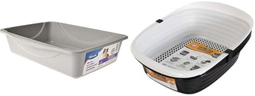 Petmate Small Blue/Gray Litter Pan with Arm & Hammer Large Sifting Litter Box Scoop & Tray Combo, Made in USA