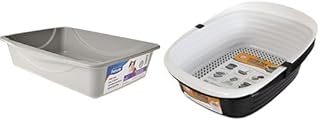 Small Blue/Gray Litter Pan with Arm & Hammer Large Sifting Litter Box Scoop & Tray Combo, Made in USA