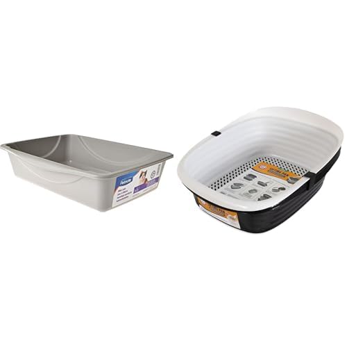 Petmate Small Blue/Gray Litter Pan with Arm & Hammer Large Sifting Litter Box Scoop & Tray Combo, Made in USA
