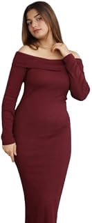 THE KOREAN BOX Women Off Shoulder Bodycon One Piece Dress Elegant Long Sleeve Slim Fit Party Dress Stylish Evening & Cockt... Price In India