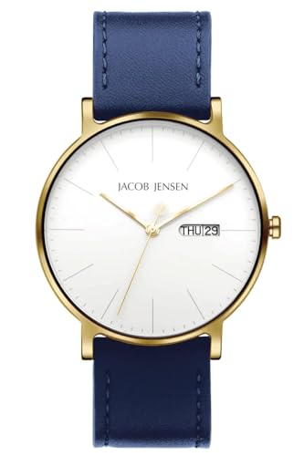 Jacob Jensen Herrenuhr Quarz Titan Goldfarben/Blau 166