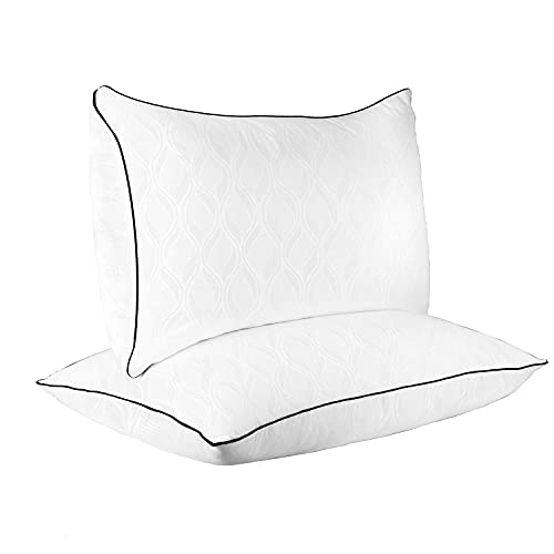 SUGARYDREAM Bed Pillows for Sleeping 2 Pack, Luxury Skin-Friendly Pillows for Side Back Sleeper Hotel Quality Down Alternative Pillow with Super Soft Plush Fiber Fill, Standard Size 26x18 Inch