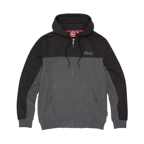 Indian Motorcycle Men's Colorblock Script Hoodie, Gray, Cotton and Polyester, Front and Back Embroidery - 2864778