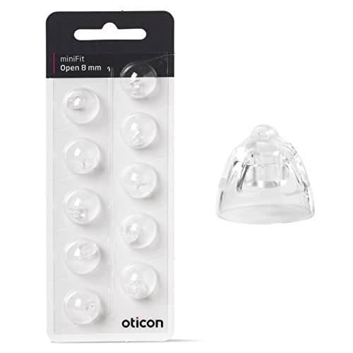 Genuine Oticon Hearing Aid Domes MiniFit Open 8mm, Oticon Branded OEM Denmark Replacements, Authentic Accessories for Optimal Performance -1 Pack/10 Domes Total