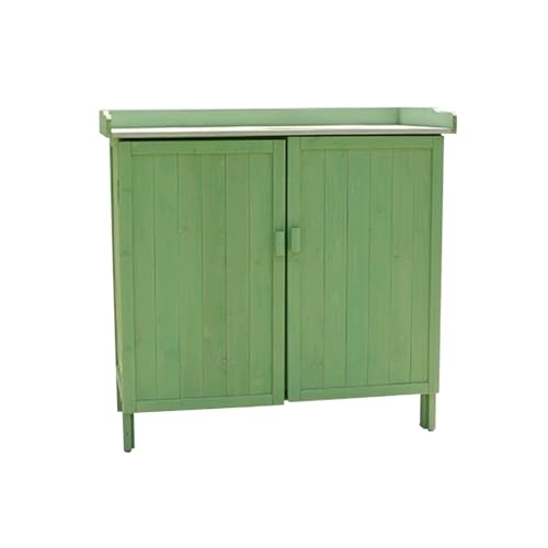 Cobertizo Jardin Exterior con Suelo con Puertas Dobles 96 x 48 x 94,5 cm, Baul Almacenaje Exterior Impermeable con Estante Regulable, 4colores Disponibles(Green)