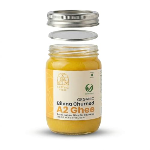 Sattvic Foods A2 Gir Cow Ghee (750 g) | Certified Organic, Traditional Bilona Method, Grass Fed Cows | Improves Immunity & Digestion | Consume Elixir Raw, Prepare Healthy Sweets, Saute & Fry