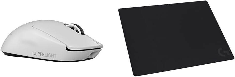 Logicool G Gaming Mouse Wireless G PRO X SUPERLIGHT 2 White + Large Mouse Pad G-PPD-004WL-WH + G640s LIGHTFORCE Hybrid Switch LIGHTSPEED HERO2 Sensor