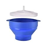 Cuenco para palomitas de maíz apto para microondas, resistente al calor, para palomitas de maíz de silicona, 90 g, plegable, con tapa, para casa, viajes, accesorios sin BPA para noches de cine
