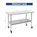 HARDURA Stainless Steel Table with Wheels 24 x 48 Inches Casters NSF Heavy Duty Commercial Work & Prep Table with Undershelf and Galvanized Legs for Restaurant Kitchen Bar and Hotel Garage