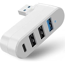VIENON 4-Port USB 3.0 Hub [90/180 قابل للتدوير]، مقسم USB مع 3 منافذ USB ومنفذ طاقة/بيانات USB C واحد، موسع USB لأجهزة الكمبيوتر المحمولة والسيارات وiMac وMacBook Air وMacBook Pro