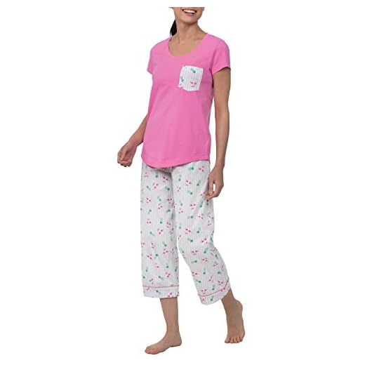PajamaGram Capri Pajamas for Women - Pajama Set for Women, Pink, M, 8-10
