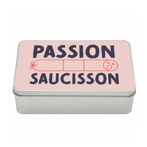 Fabulous Boite en Métal Rose - Passion Saucisson Charcuterie France Apéro - 11 x 18,5 x 5,5 cm - Boite de rangement, clé, outils, boite à Lunch, Sucre, Biscuit