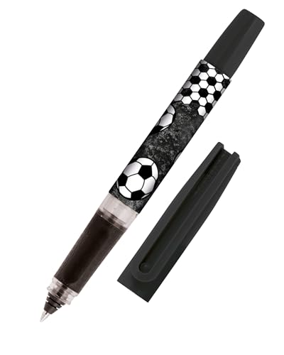 Online Tintenpatronen-Rollerball Bachelor Design Fußball für Rechtshänder und Linkshänder ergonomisches Griffstück Roller-Ball Standard-Tintenpatronen inkl. Kombipatrone blau
