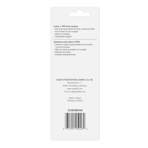 Image of STAEDTLER Mars Plastic Vinyl Erasers (2-Pack), White Erasers for Clean & Precise Results - Latex-Free, Minimal Crumbling, Made in Germany