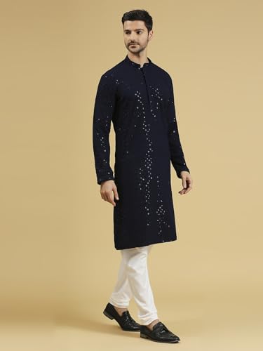 Image of Rajubhai Hargovindas Men Chikankari and Sequin Work Kurta