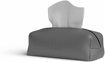 غطاء علبة مناديل من الجلد من ارت مود هوم، حامل مناديل من الجلد الصناعي للمنزل والمكتب والسيارة، متين وأنيق، موزع مناديل لعلب المناديل القياسية، لون رمادي