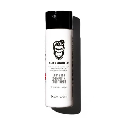 Slick Gorilla Daily 2 in 1 Hair Shampoo and Conditioner for Men Lightly Scented Mens Shampoo & Conditioner Set Cleans Hydrates and Strengthens Hair Products Vegan 200 ml