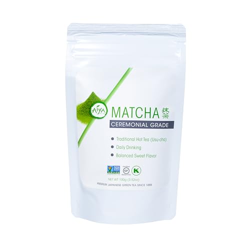 Aiya Authentic Japanese Premium First Harvest Ceremonial Grade Matcha Green Tea Powder – Vegan-Friendly, Zero Sugar, Gluten-Free – 100g Bag (3.53 oz.)