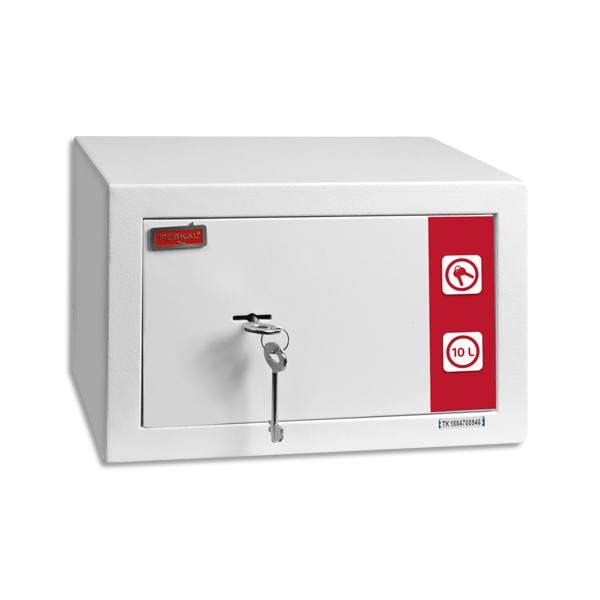 RESKAL - Caja de seguridad SM1 Premium 9,9 litros, color blanco, 2 llaves incluidas, 31 x 20 x 20 cm