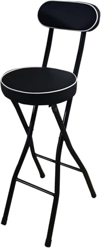 Tabouret de bar pliant assise rembourrée de 65cm chaise haute pliable avec dossier confortable