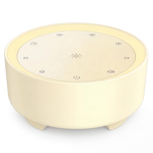 Image of Kipcush White Noise Machine for Sleeping, Baby & Adults, High-Fidelity Non-Looping Sounds, Sleep Sound Machine with Dimmable Night Light, USB Powered, Memory Function, Home, Nursery & Travel