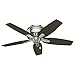 Hunter Fan Company, 51082, 42 inch Newsome Brushed Nickel Low Profile Ceiling Fan with LED Lights and Pull Chain