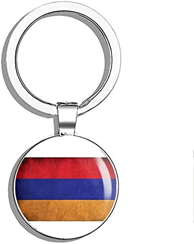 PRS Vinyl Armenia Vintage Flag - Armenian Proud car Window Double Sided Stainless Steel Keychain Key Ring Chain Holder Car/Key Finder