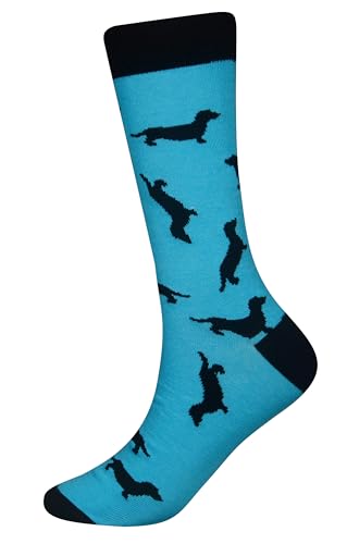 Cansok Herrensocken mit Dackel-Motiv, Motiv: Dackel, Hundegeschenk, verrücktes Kleid, Crew-Kleid, Wadensocken (Dackel-Hund)