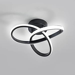 Goeco Plafonnier LED Moderne, Lampe Plafond 20W 2200LM, Luminaire Plafonnier Noir pour Chambre Couloir Balcon Salle de bain, Diamètre 25cm, Dimmable 3000K / 4500K / 6500K