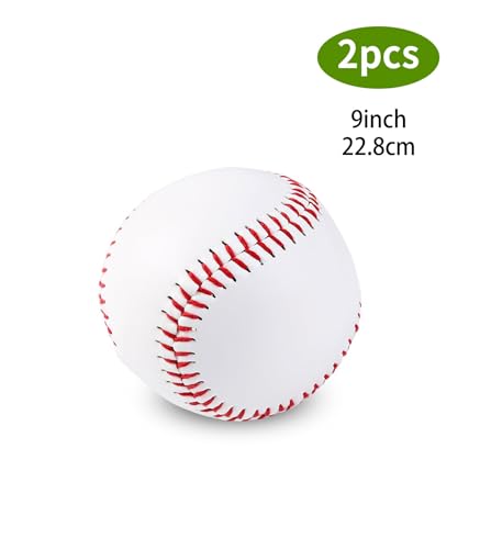 Ulawellor 2pcs Unmarkierte Baseball 9 inch PU Soft Basebälle,Jugendtraining Sport Soft Rubber Baseball Weiche Gummikern Basebälle für Erwachsene,Outdoor-Ausrüstung