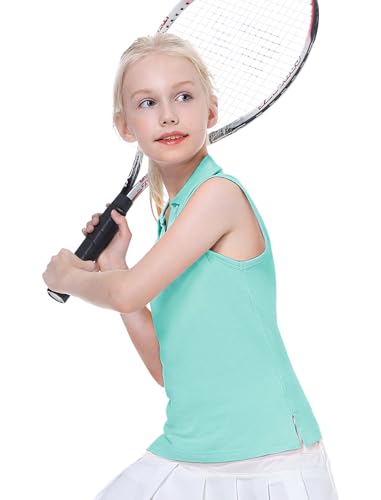 Image of EXARUS Girls Golf Polo Tennis Shirts Sleeveless Kids V-Neck Tank Tops