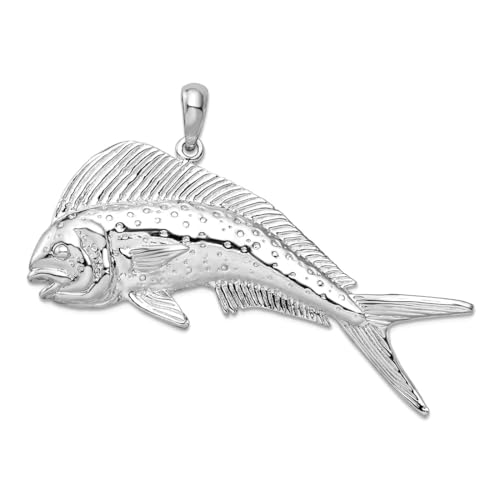 Collier mahi-mahi argent 925 rhodié 50 mm : le cadeau idéal pour femme amoureuse de l'océan